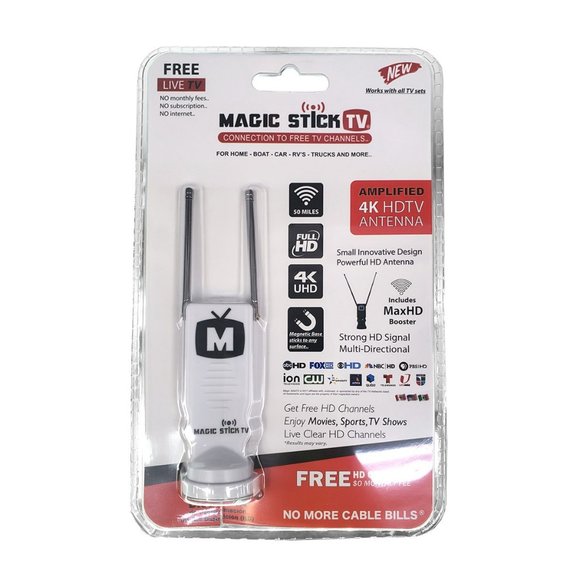 Magic Stick TV Amplified HDTV Antenna Fire stick TV UHF/VHF 8K 4K Clear HDTV WT - Picture 1 of 2